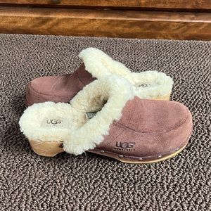 Ugg Australia Sheep Fur Lined Suede Clogs